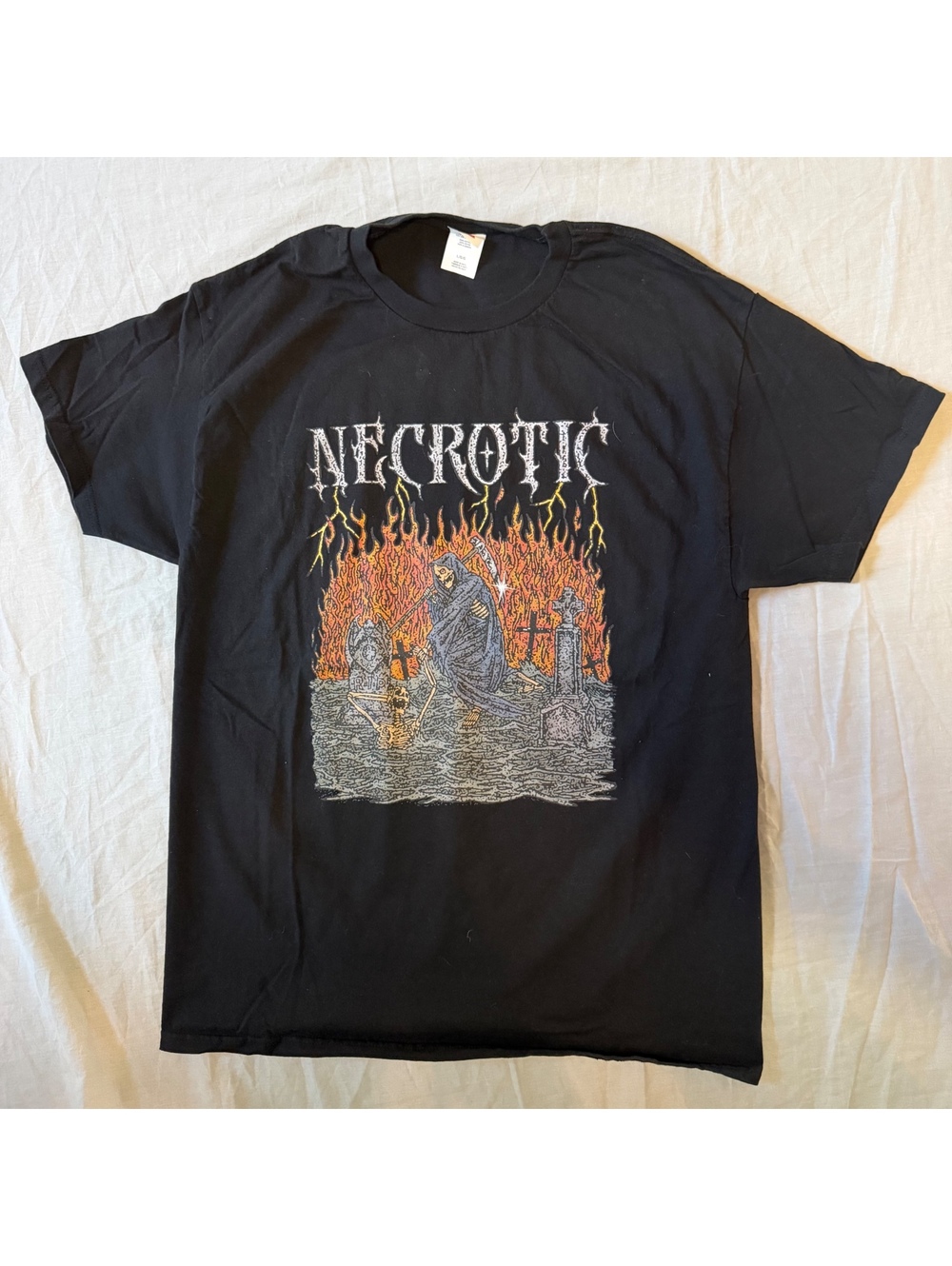 Necrotic Graphic Band T Shirt Black Hanes L